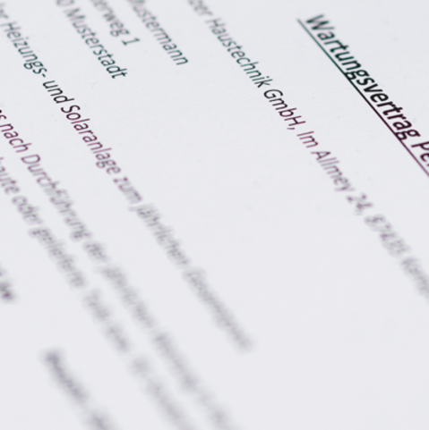 Service-Wartungsvertrag Wartungsvertrag